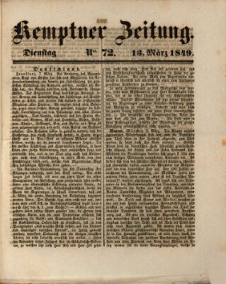 Kemptner Zeitung Dienstag 13. März 1849