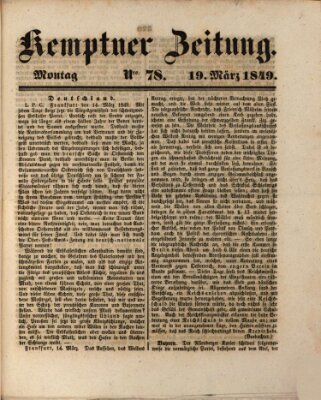 Kemptner Zeitung Montag 19. März 1849