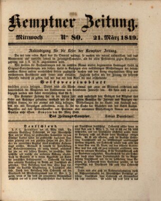 Kemptner Zeitung Mittwoch 21. März 1849