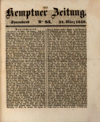 Kemptner Zeitung Samstag 24. März 1849