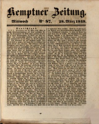 Kemptner Zeitung Mittwoch 28. März 1849