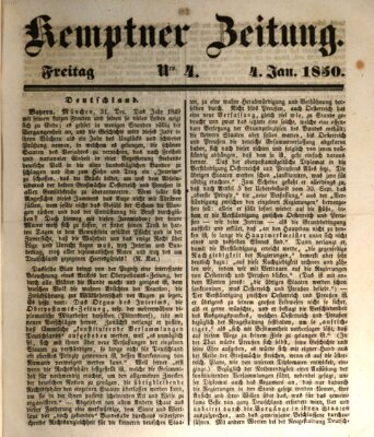 Kemptner Zeitung Freitag 4. Januar 1850