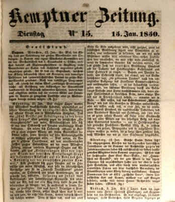 Kemptner Zeitung Dienstag 15. Januar 1850