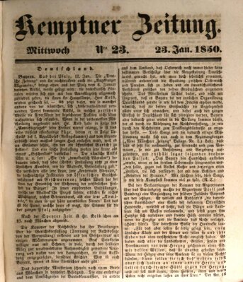 Kemptner Zeitung Mittwoch 23. Januar 1850