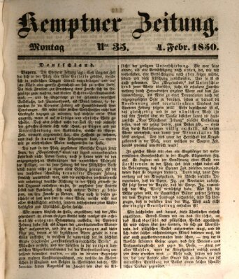 Kemptner Zeitung Montag 4. Februar 1850