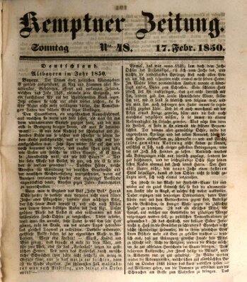 Kemptner Zeitung Sonntag 17. Februar 1850