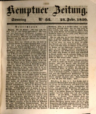 Kemptner Zeitung Sonntag 24. Februar 1850