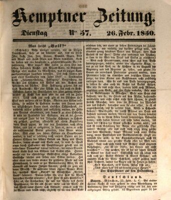 Kemptner Zeitung Dienstag 26. Februar 1850