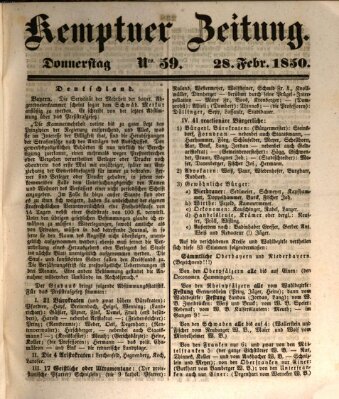 Kemptner Zeitung Donnerstag 28. Februar 1850