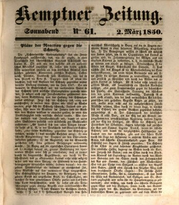 Kemptner Zeitung Samstag 2. März 1850