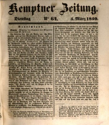 Kemptner Zeitung Dienstag 5. März 1850