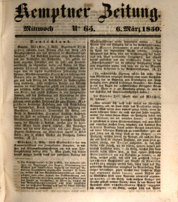 Kemptner Zeitung Mittwoch 6. März 1850