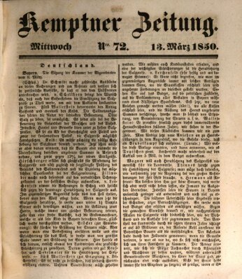 Kemptner Zeitung Mittwoch 13. März 1850