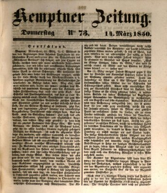 Kemptner Zeitung Donnerstag 14. März 1850