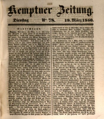 Kemptner Zeitung Dienstag 19. März 1850