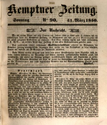 Kemptner Zeitung Sonntag 31. März 1850