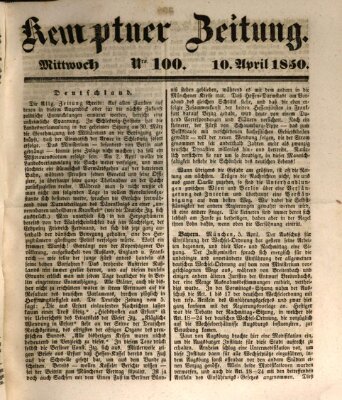 Kemptner Zeitung Mittwoch 10. April 1850