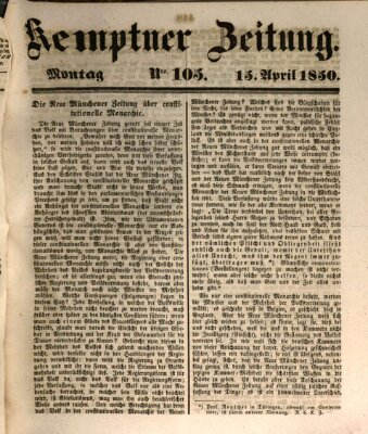 Kemptner Zeitung Montag 15. April 1850