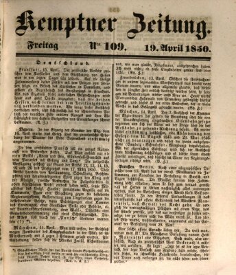 Kemptner Zeitung Freitag 19. April 1850