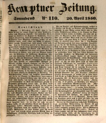 Kemptner Zeitung Samstag 20. April 1850