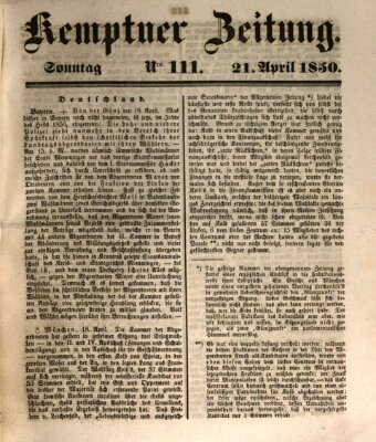 Kemptner Zeitung Sonntag 21. April 1850