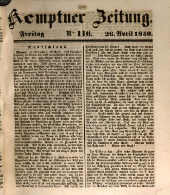 Kemptner Zeitung Freitag 26. April 1850