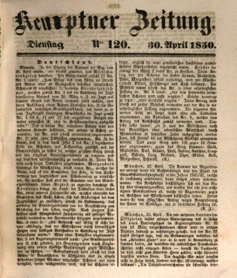 Kemptner Zeitung Dienstag 30. April 1850