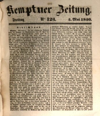 Kemptner Zeitung Freitag 3. Mai 1850