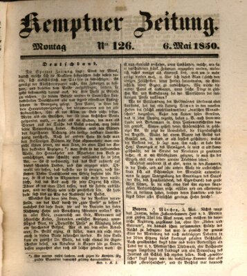 Kemptner Zeitung Montag 6. Mai 1850