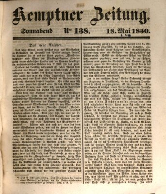 Kemptner Zeitung Samstag 18. Mai 1850