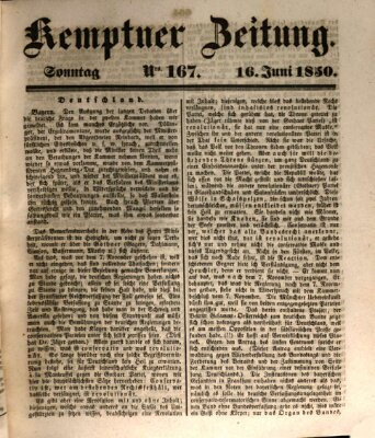 Kemptner Zeitung Sonntag 16. Juni 1850