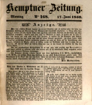 Kemptner Zeitung Montag 17. Juni 1850