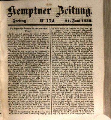 Kemptner Zeitung Freitag 21. Juni 1850