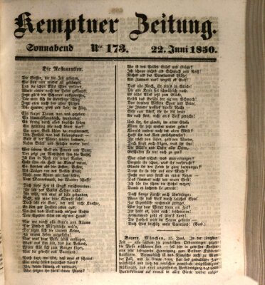 Kemptner Zeitung Samstag 22. Juni 1850