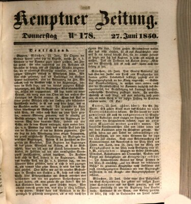 Kemptner Zeitung Donnerstag 27. Juni 1850