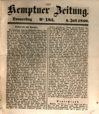 Kemptner Zeitung Donnerstag 4. Juli 1850