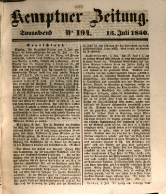 Kemptner Zeitung Samstag 13. Juli 1850