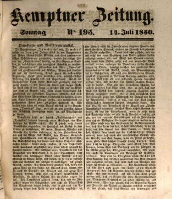 Kemptner Zeitung Sonntag 14. Juli 1850