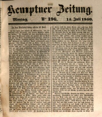 Kemptner Zeitung Montag 15. Juli 1850