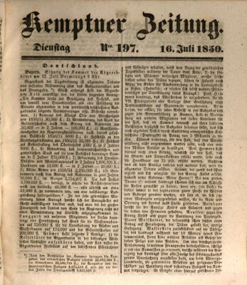 Kemptner Zeitung Dienstag 16. Juli 1850