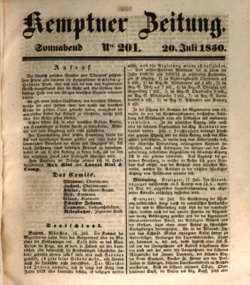 Kemptner Zeitung Samstag 20. Juli 1850