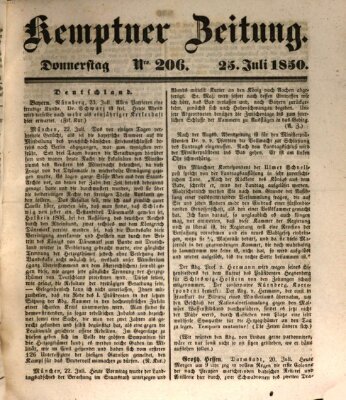 Kemptner Zeitung Donnerstag 25. Juli 1850