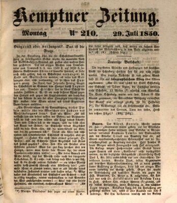 Kemptner Zeitung Montag 29. Juli 1850