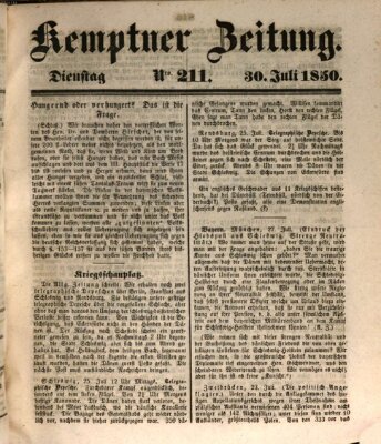 Kemptner Zeitung Dienstag 30. Juli 1850