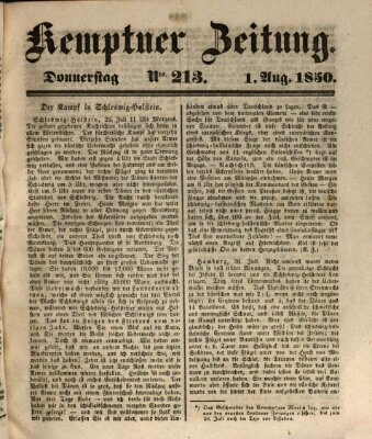 Kemptner Zeitung Donnerstag 1. August 1850