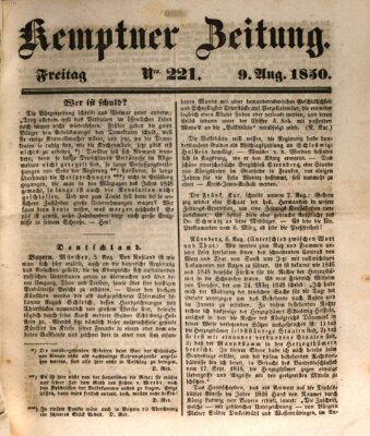 Kemptner Zeitung Freitag 9. August 1850