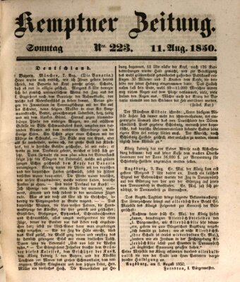 Kemptner Zeitung Sonntag 11. August 1850