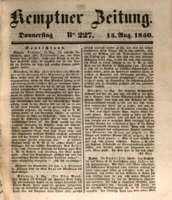 Kemptner Zeitung Donnerstag 15. August 1850