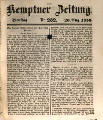 Kemptner Zeitung Dienstag 20. August 1850