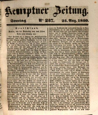 Kemptner Zeitung Sonntag 25. August 1850